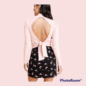 NWT FRANCESCA'S MOCK NECK DENISE OPEN BACK TOP SIZE LARGE